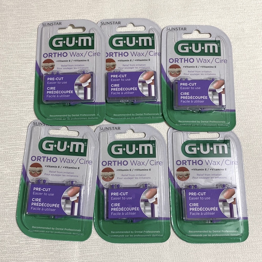 Lot of 6—Sunstar GUM Orthodontic Pre-Cut Wax